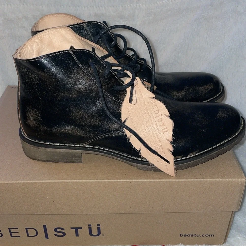 NWT BED|STU Hoover II Mens Black Handwash Leather Lace Up Casual Dress Boots - Picture 4 of 10